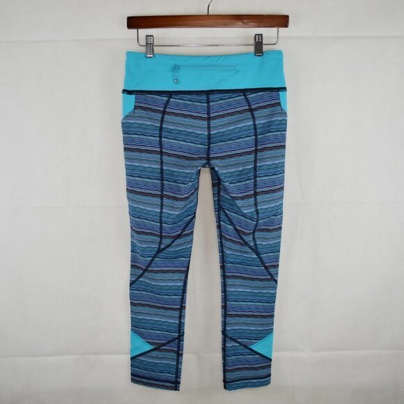 lululemon Pace Rival Crops Size 6 in Space Dye Twist Naval Blue Peacock Blue - Picture 2 of 4